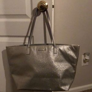 Large silver glitter Kate Spade bag/tote